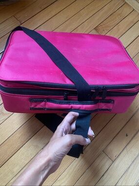 Bright Pink Travel/Storage Makeup/ jewelry case Case with Black Strap